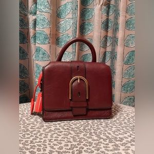 Fossil Wiley Top Handle Maroon Crossbody